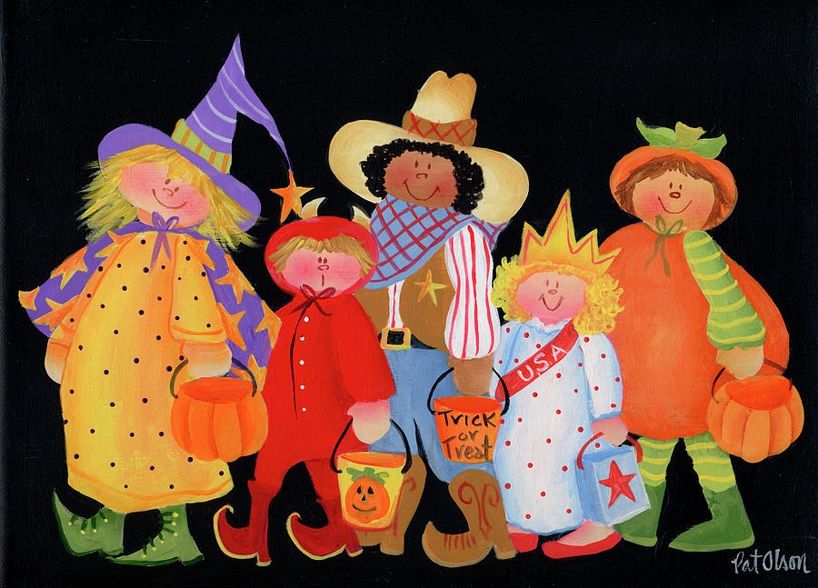 Download Kids Trick Or Treating Painting by Pat Olson Fine Art And ...