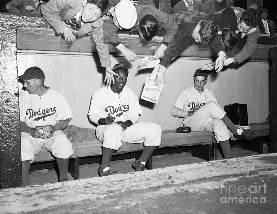 Kids Try For Jackie Robinsons Autograph Photograph by Bettmann