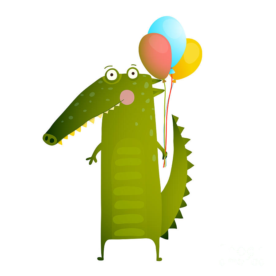 Crocodile Digital Art - Kids Watercolor Style Crocodile With by Popmarleo Crocodile Digital Art - Kids Watercolor Style Crocodile With by Popmarleo