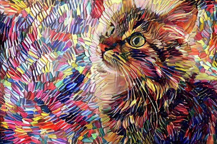 Kiki the Colorful Kitten Digital Art by Peggy Collins