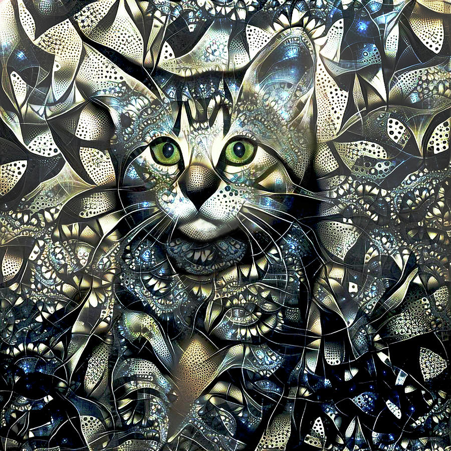 KiKi the Kitten - Cool Version Digital Art by Peggy Collins