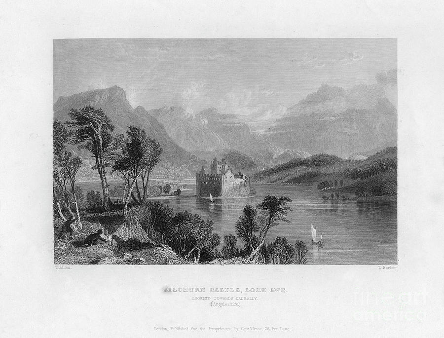 Kilchurn Castle, Loch Awe, Looking Drawing by Print Collector