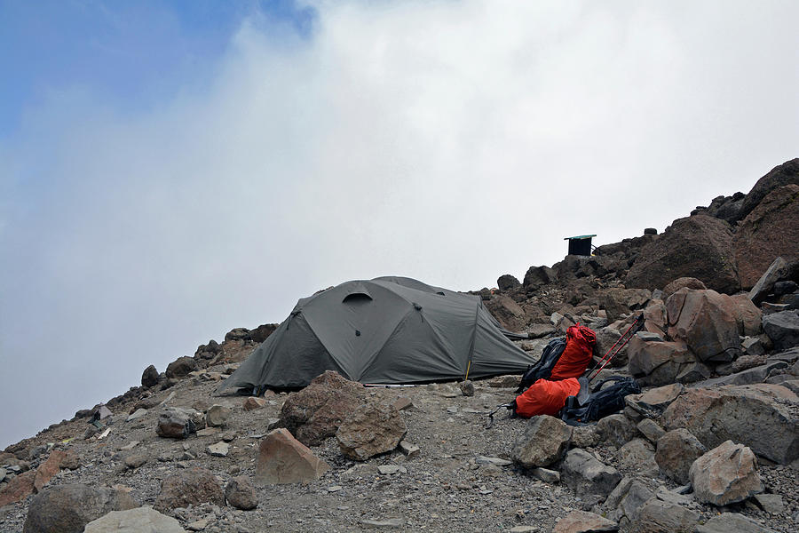 Kilimanjaro, Machame Route, Barafu Camp Or Base Camp, 4673 Meters High, Thick Fog And Strong Wind, In The Late Afternoon Before Climbing The Summit Photograph by Claudia Reithmeir