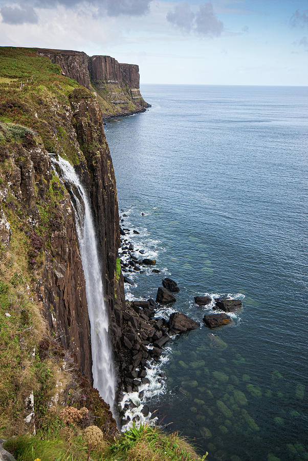 Waterfall Photograph - Kilt rock with the Mealt falls at the Isle of Skye in the Highla by Michalakis Ppalis