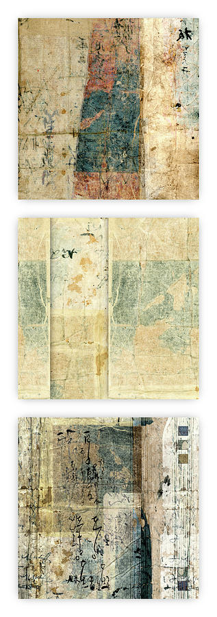 Vintage Mixed Media - Kimono Triptych 060704 Vertical by Carol Leigh