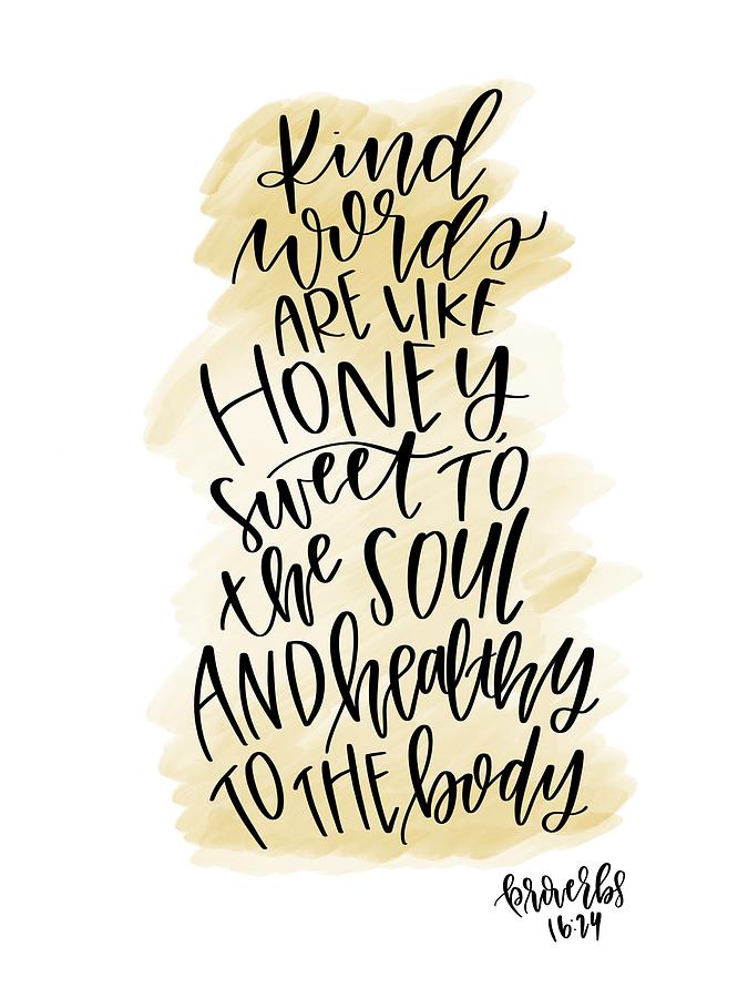 Home & Living Kind Words Are Like Honey Hand Lettered Canvas Home Décor ...