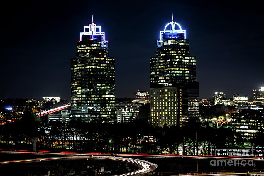 King and Queen Buildings at Night Atlanta GA 2 Photograph by Sanjeev Singhal