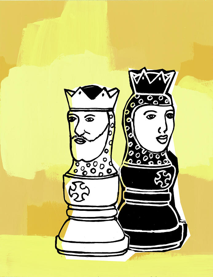 king and queen chess piece drawing