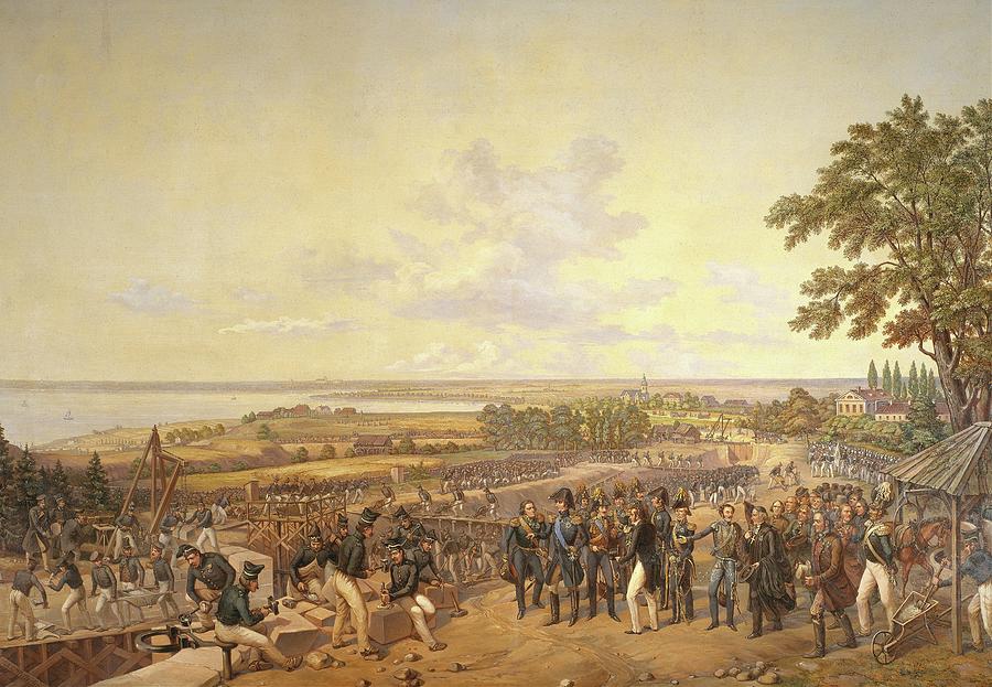 King Carl Xiv Johan Of Sweden Visiting The Canal Locks Painting By ...