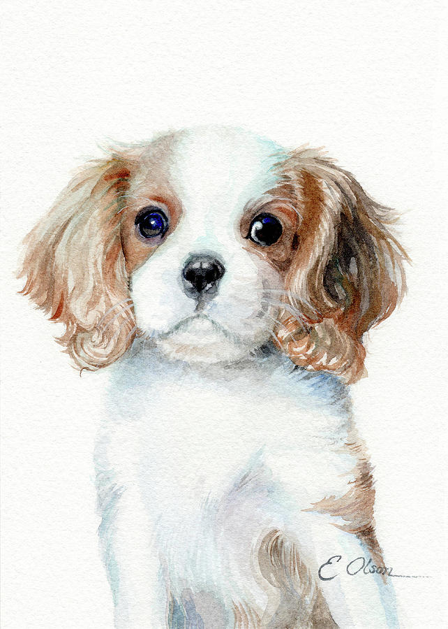 Cavalier King Charles Spaniel Art Puppy Painting Decor Puppy 