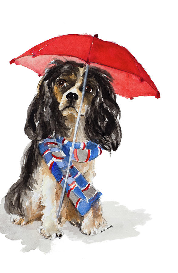 Animal Painting - King Charles Spaniel In The Rain by Lanie Loreth