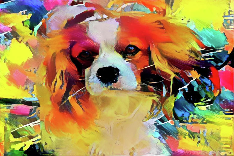 King Charles Spaniel on the Move Mixed Media by Peggy Collins