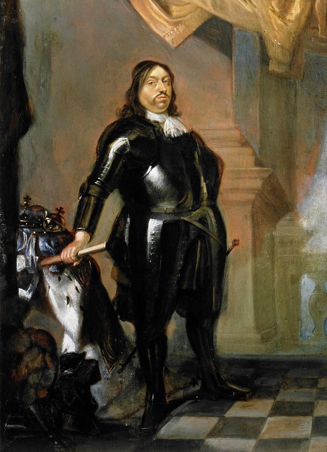 King Charles X Gustavus of Sweden 1622-60, Gripsholm Castle, Sweden, oil on copper, 35 cm x 23 cm. Painting by Abraham Wuchters -1608-1682-
