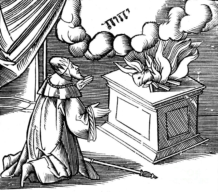 Black And White Drawing - King David Making A Burnt Offering by Print Collector
