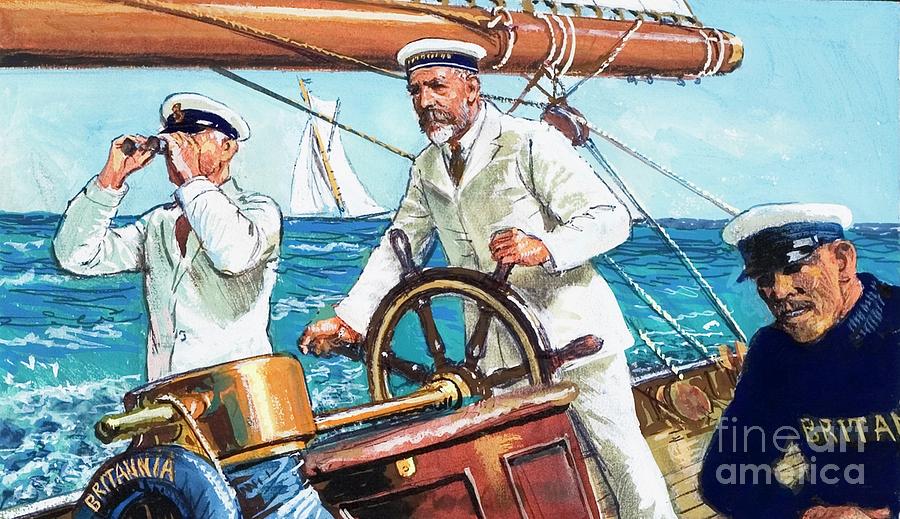 Rope Painting - King George V Sailing Britannia by Clive Uptton