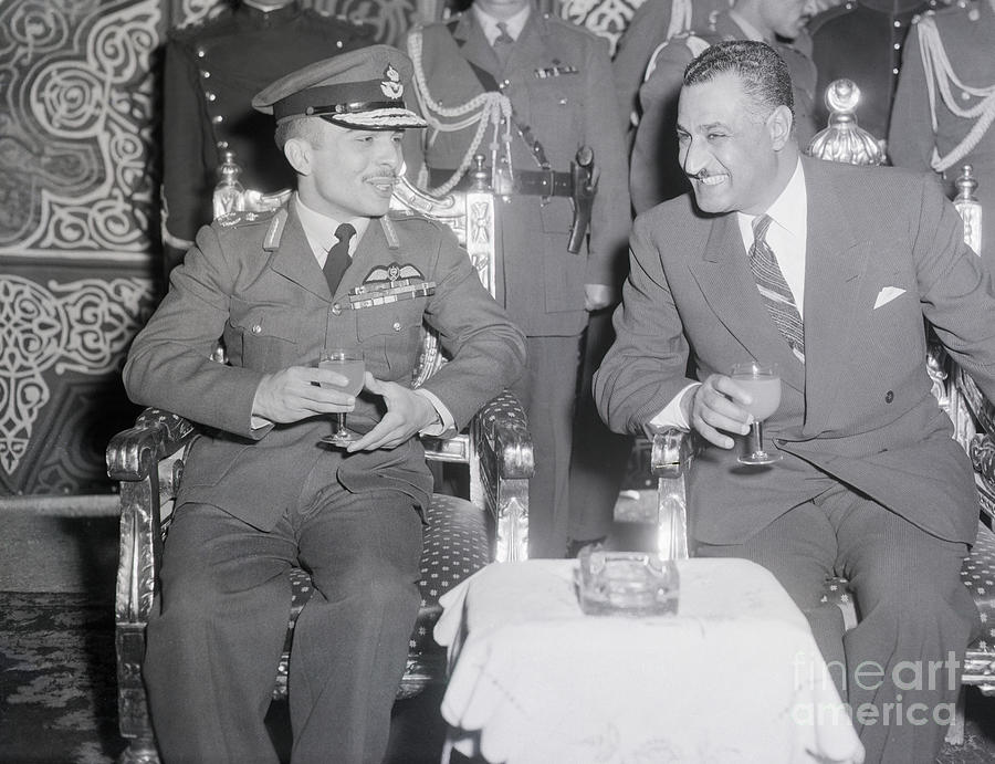 King Hussein Drinks With Gamal Abdel Photograph by Bettmann
