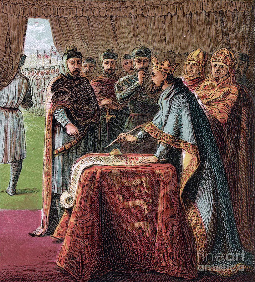 King John Of England Signs The Magna Drawing by Heritage Images