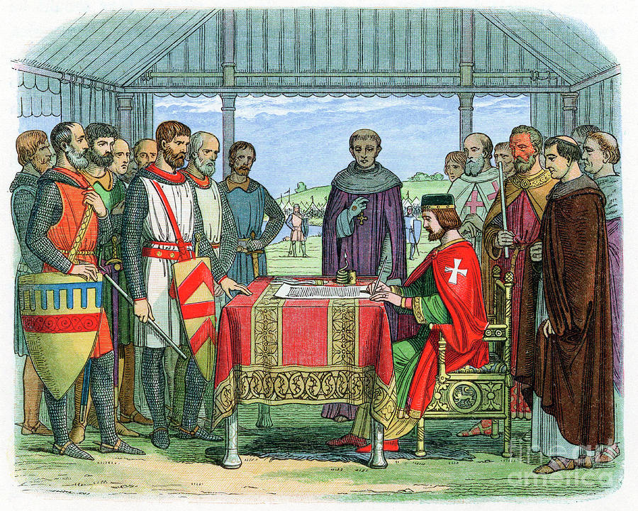 King John Signing The Magna Carta Drawing by Print Collector
