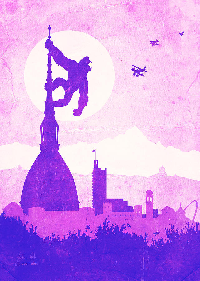 King Kong Turin purple Digital Art by Andrea Gatti