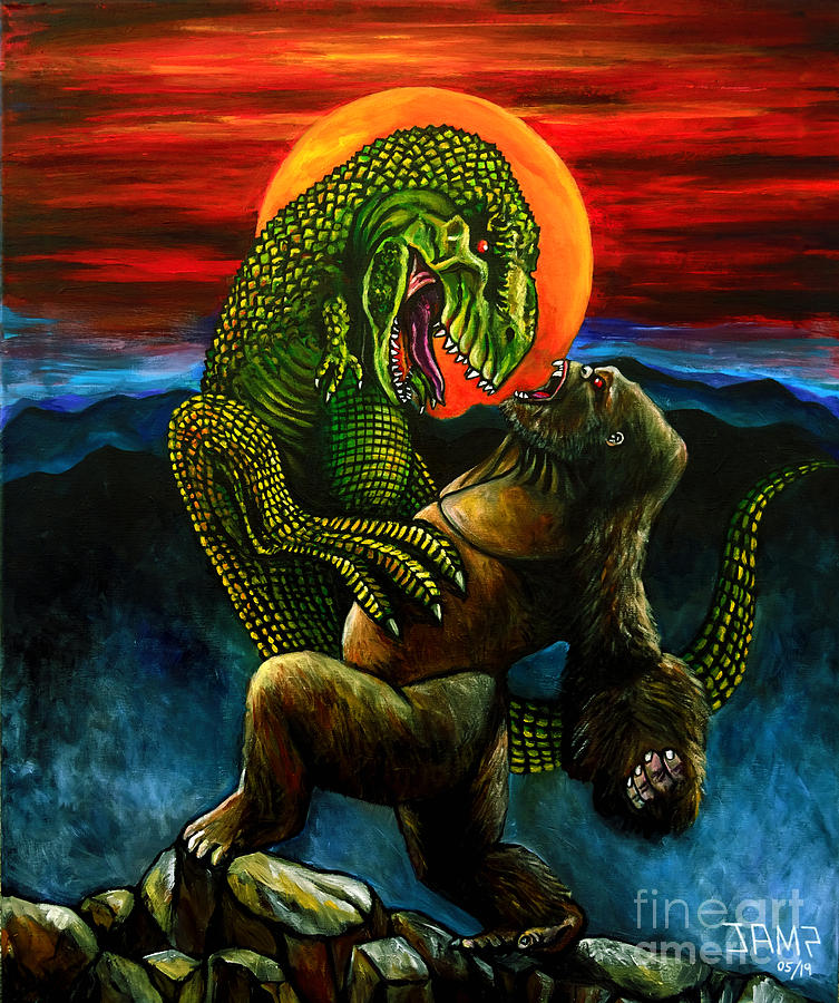 King Kong Vs Tyrannosaurus Rex Painting By Jose Mendez