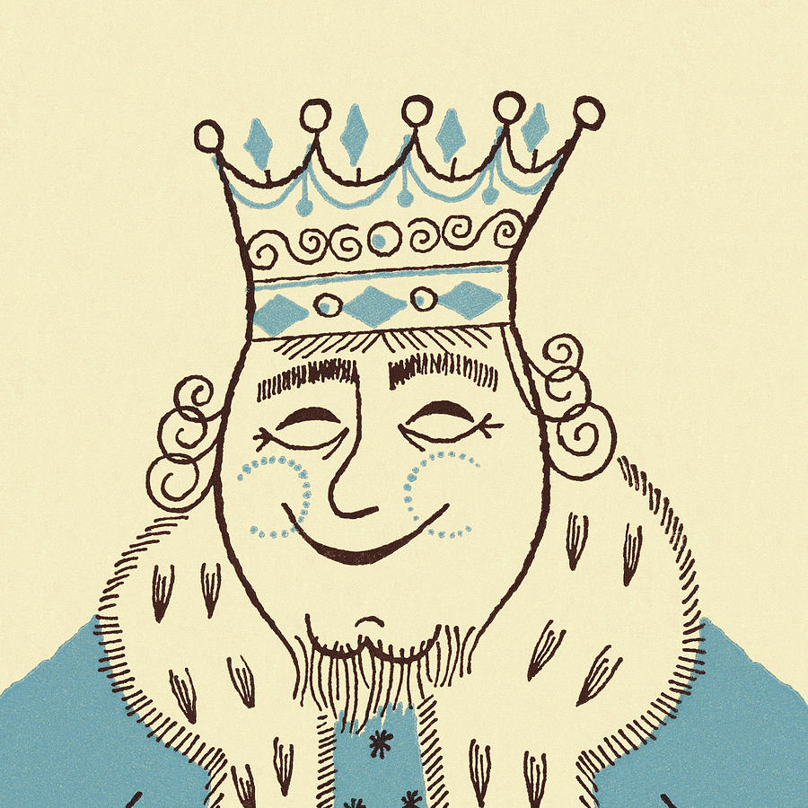 Vintage Drawing - King Looking Up by CSA Images