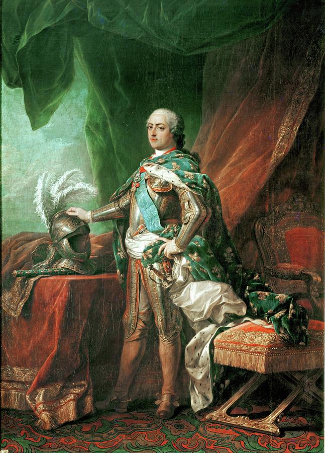 King Louis XV of France and Navarre 1710-74 by Charles Van Loo -1705-65- painted c.1748. Painting by Album