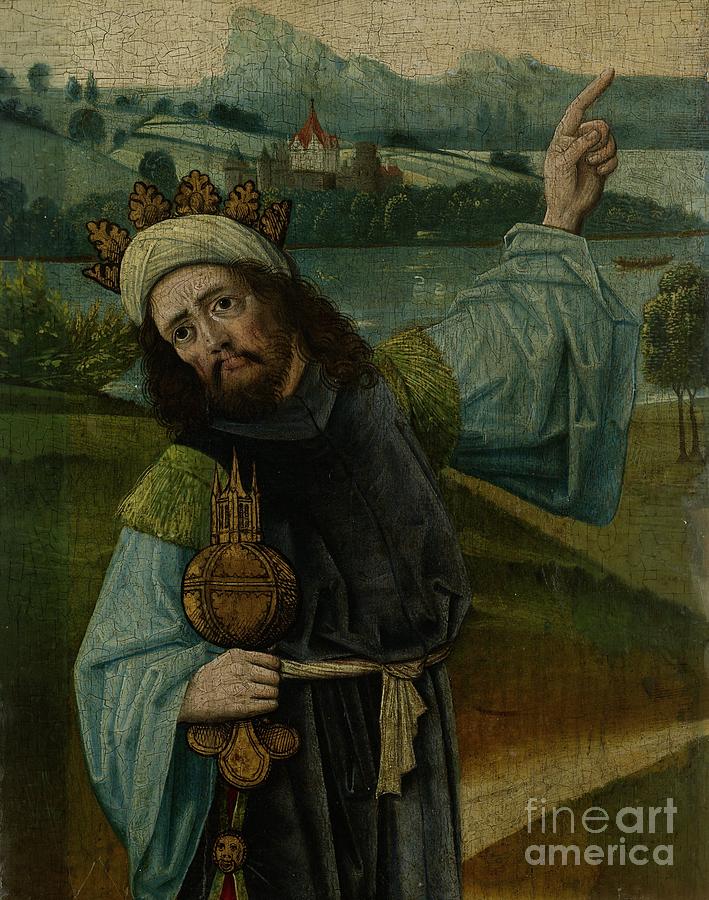 King Melchior, One Of The Three Magi, Pointing At The Star, C. 1480-90 Painting by Netherlandish School
