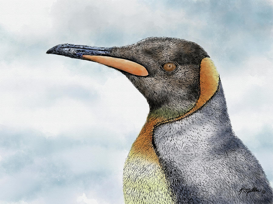King penguin Painting by Kathie Miller