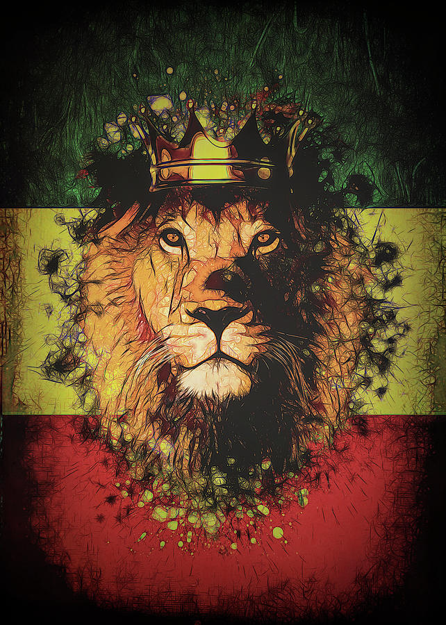 King Rasta Lion Digital Art by JP Voodoo