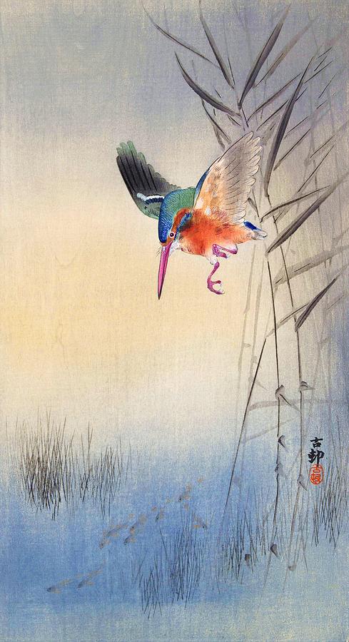 Ohara Koson Painting - kingfisher hunting fish - Digital Remastered Edition by Ohara Koson Ohara Koson Painting - kingfisher hunting fish - Digital Remastered Edition by Ohara Koson