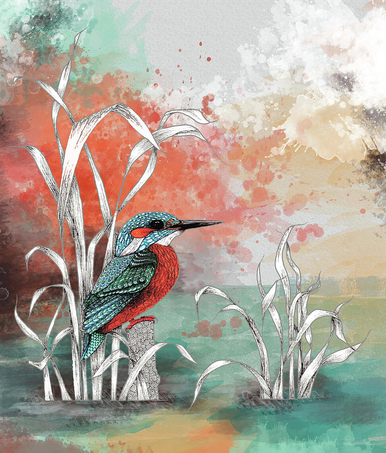 Kingfisher Painting - Kingfisher by The Tangled Peacock