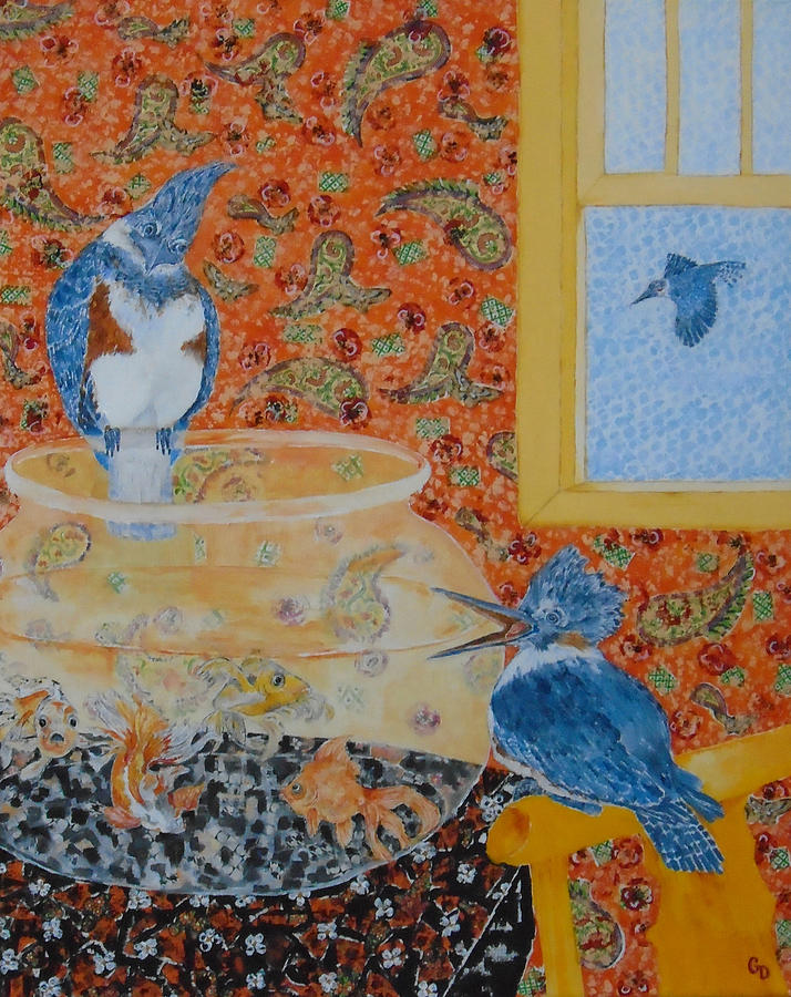 Kingfishers Free Lunch Mixed Media by Georgia Donovan