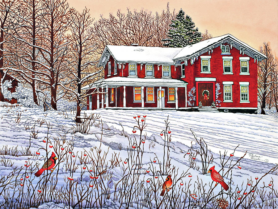 Winter Painting - Kings Cardinals, Eden Ny by Thelma Winter Winter Painting - Kings Cardinals, Eden Ny by Thelma Winter