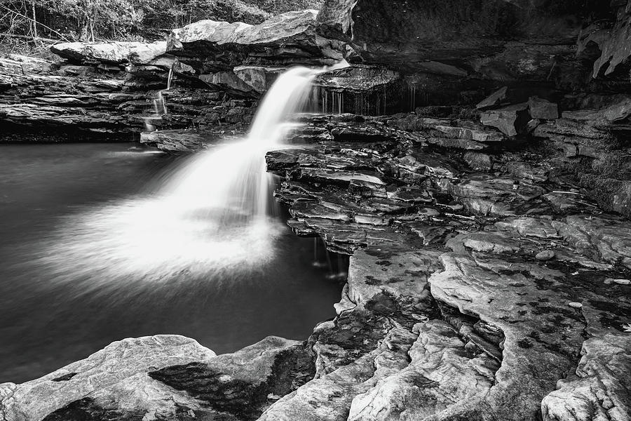 Black And White Photograph - Kings River Falls - Arkansas Natural State Monochrome by Gregory Ballos