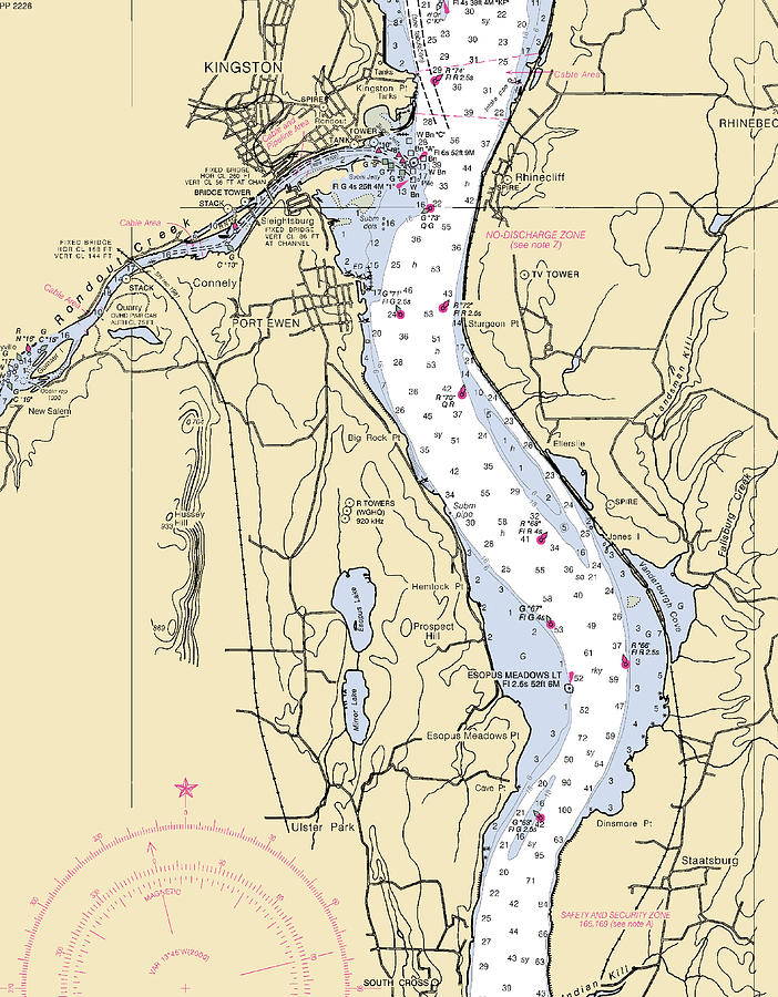 Kingston -new York Nautical Chart _v2 Mixed Media by Sea Koast | Fine ...