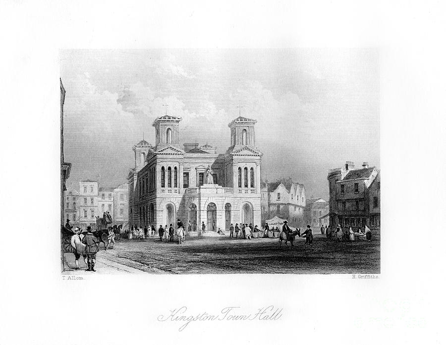 Kingston Town Hall, Surrey, 19th Drawing by Print Collector