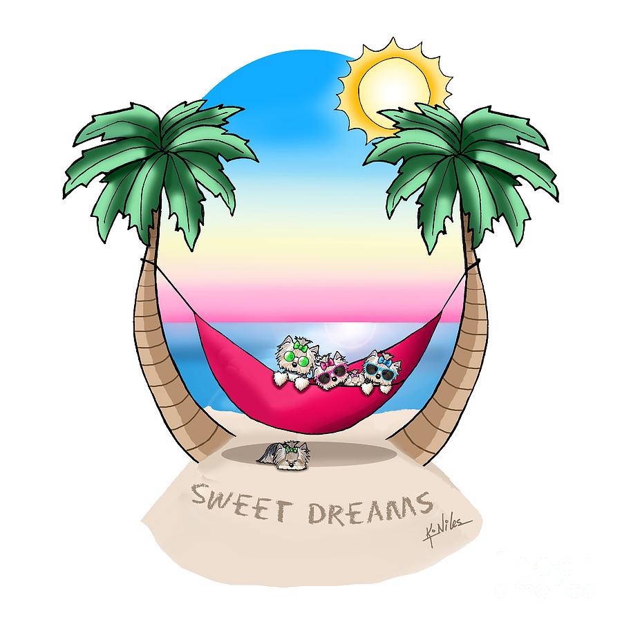 Yorkie Mixed Media - Kiniart Yorkies Tropical Dreams by Kim Niles Yorkie Mixed Media - Kiniart Yorkies Tropical Dreams by Kim Niles