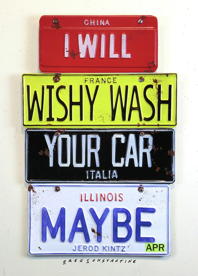 Typography Digital Art - Kinz Wishy Wash Your Car by Gregory Constantine