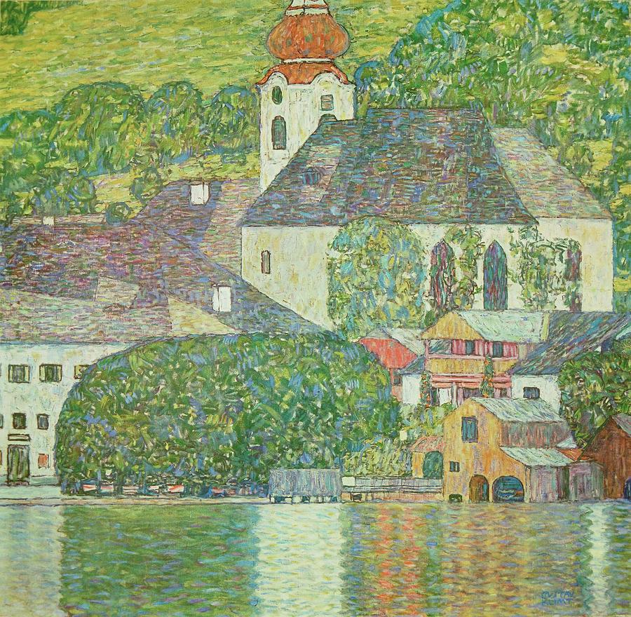 Kirche in Unterach am Attersee - Church in Unterach  on Attersee-Lake.  Canvas, 110 x 110 cm. Painting by Gustav Klimt -1862-1918-