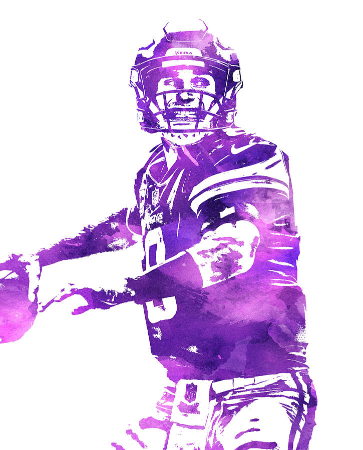 Adam Thielen MINNESOTA VIKINGS WATER COLOR PIXEL ART 2 Mixed Media by Joe  Hamilton - Pixels