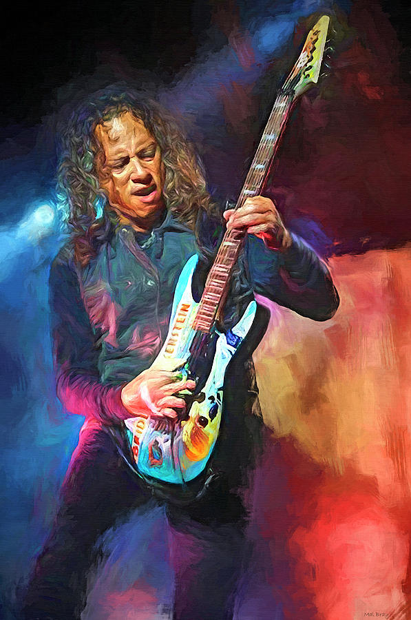 Kirk Hammett Guitarist Mixed Media by Mal Bray