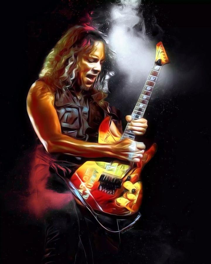 Kirk Hammett Portrait Digital Art by Scott Wallace Digital Designs