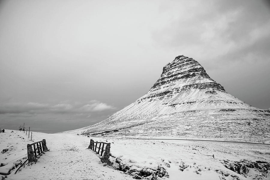 Black And White Mixed Media - Kirkjufell 2 by Kimberly Glover