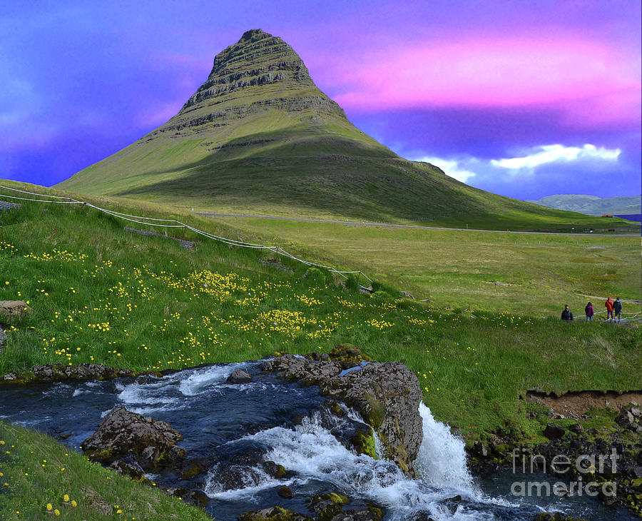 Kirkjufell and Foss and Midnight Sun and Sky Photograph by Heather Kirk and Abundant Eight Creative