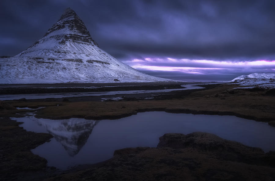 Kirkjufell And His Reflection In The Pond,iceland. Photograph by Xiawenbin