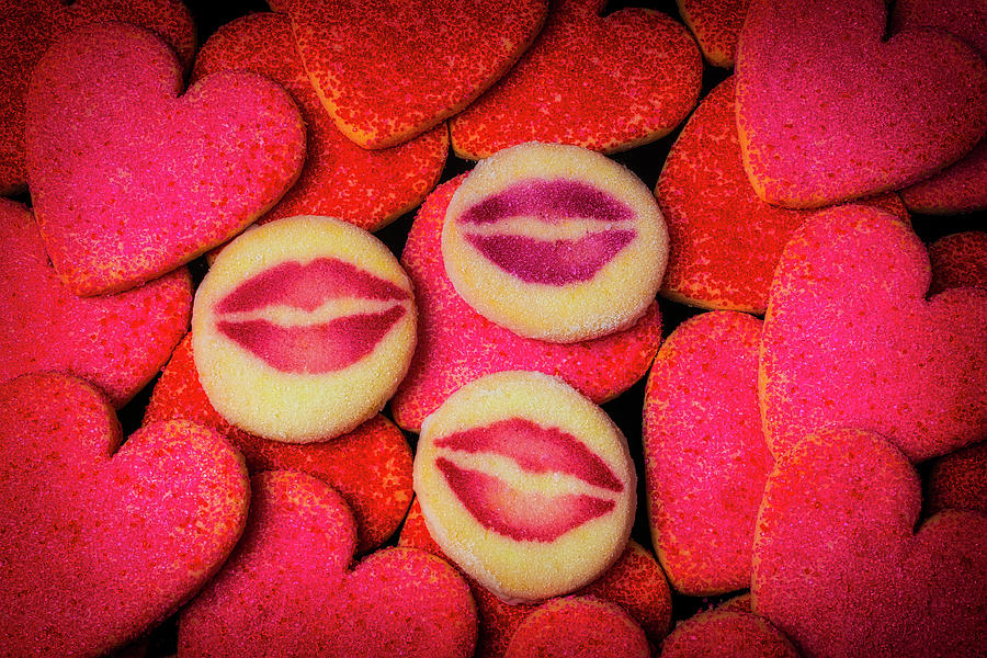 Kiss And Heart Shaped Cookies Photograph by Garry Gay