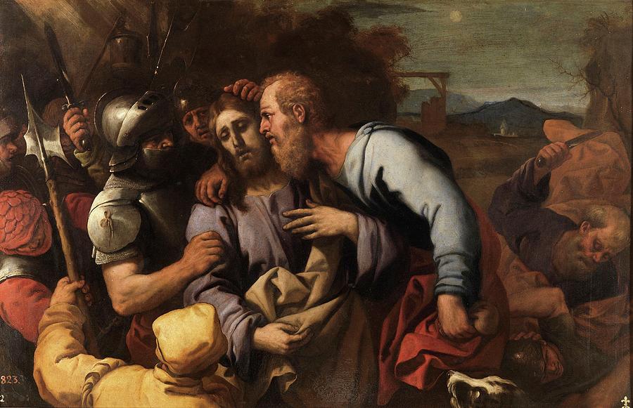 Kiss of Judas, 1655-1660, Italian School, Oil on copper, 43 cm x 66 cm, P00171. Painting by Luca Giordano -1634-1705-