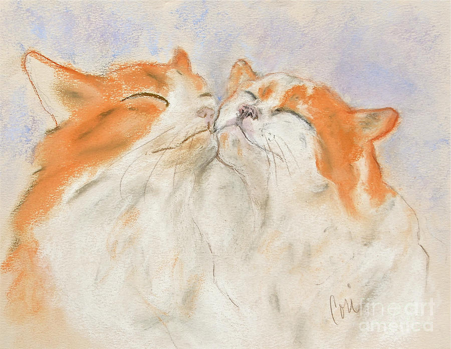Cat Drawing - Kissin Cousins by Cori Solomon