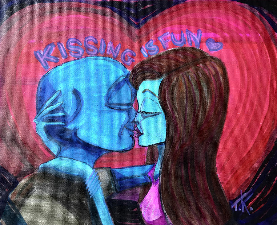 Kissing is Fun Painting by Similar Alien