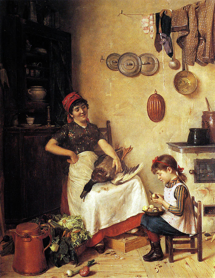 Kitchen help Painting by Isidor Kaufmann